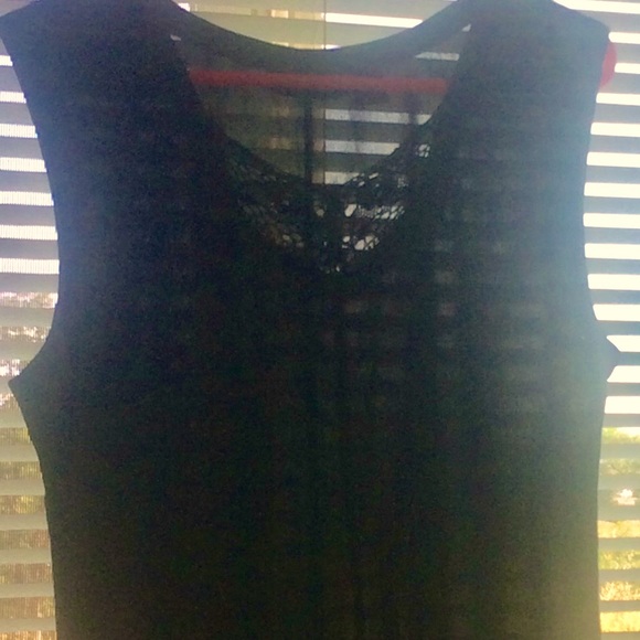 Crochet top maxi dress vtg sleeveless Rayon blend India - Picture 4 of 12